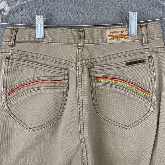 Vintage 70's Pentimento Brittania Denim khaki High Waist Womens Size 11 - Picture 4 of 11